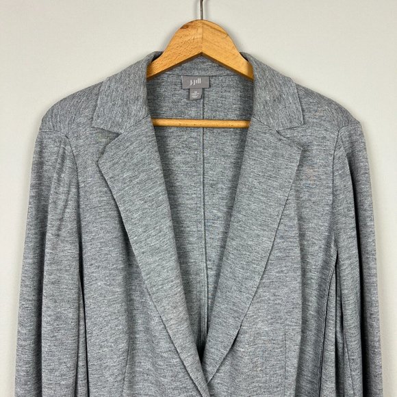 J Jill Blazer Jacket Women 1X Heather Gray Wool Blend 2 Button Soft Unstructured - Picture 2 of 12